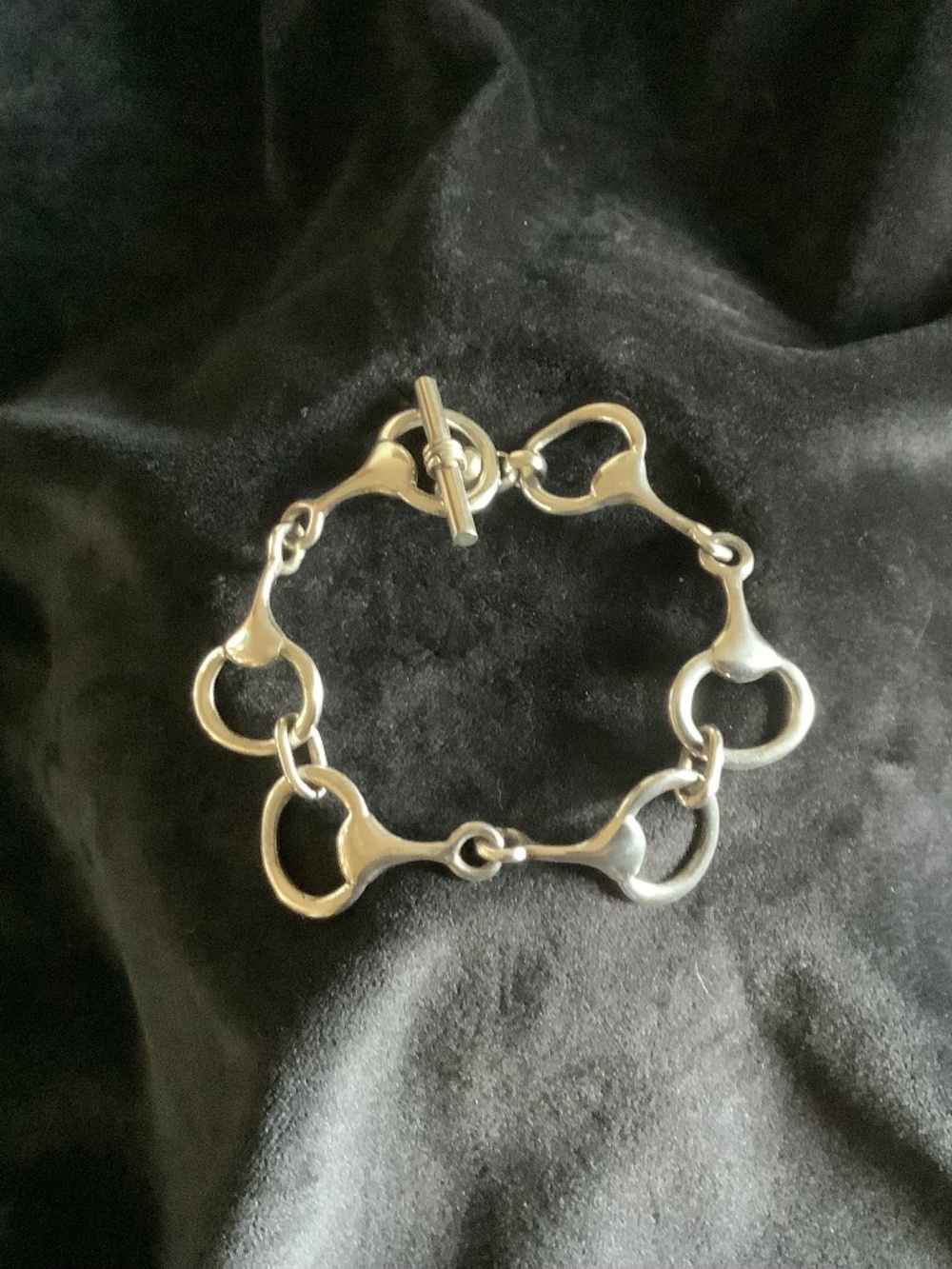 Unique Silver Horse Bit Bracelet with Toggle Closure